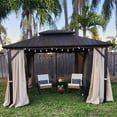 thumbnail image 2 of PURPLE LEAF 10’ X 12’ Outdoor Hardtop Gazebo Metal Frame Galvanized Steel Double Roof Patio Pavilions for Desk Backyard Bronze, 2 of 12