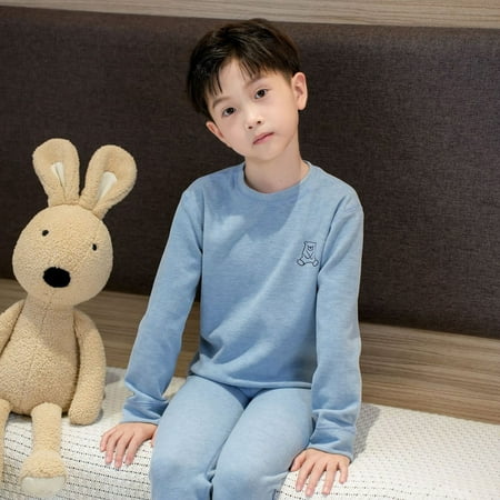 

Odeerbi Toddler Boys Girls Cotton Long Johns Outfits Thermal Underwear Sets Long Johns Home Sweatshirts And Leggings Light Blue 2-3 Years
