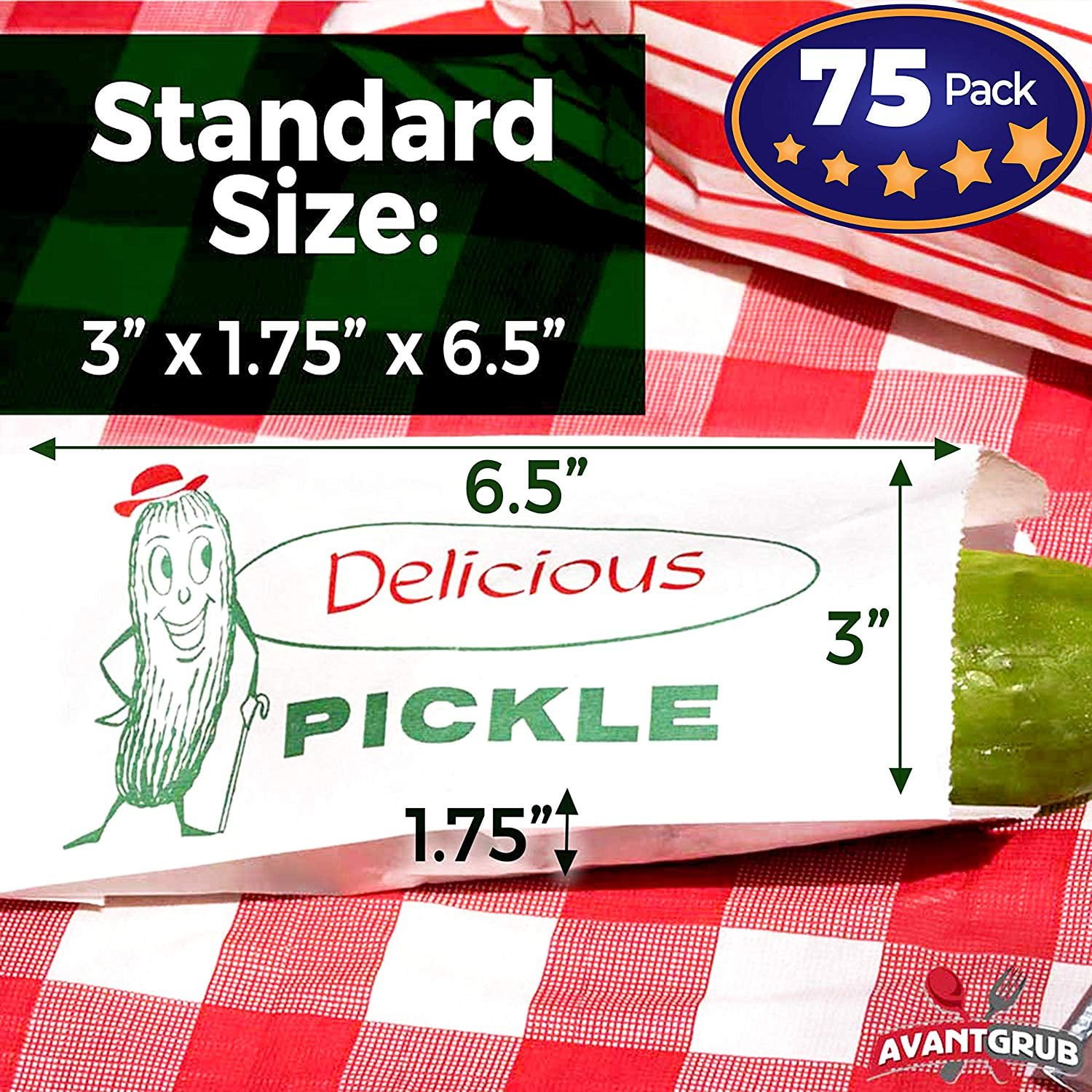 Buy Classic Vintage Design Dill Pickle Bag 75 Pack by Avant Grub. Turn