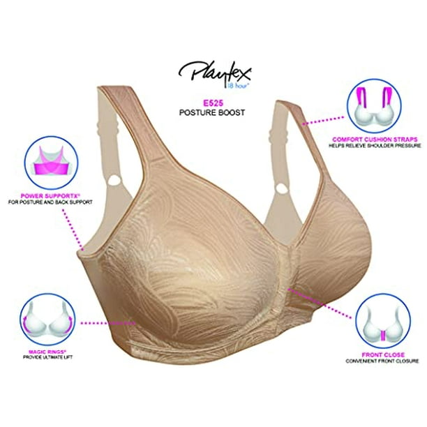 Playtex Womens 18 Hour Front Close Posture Bra, 40C, Nude 