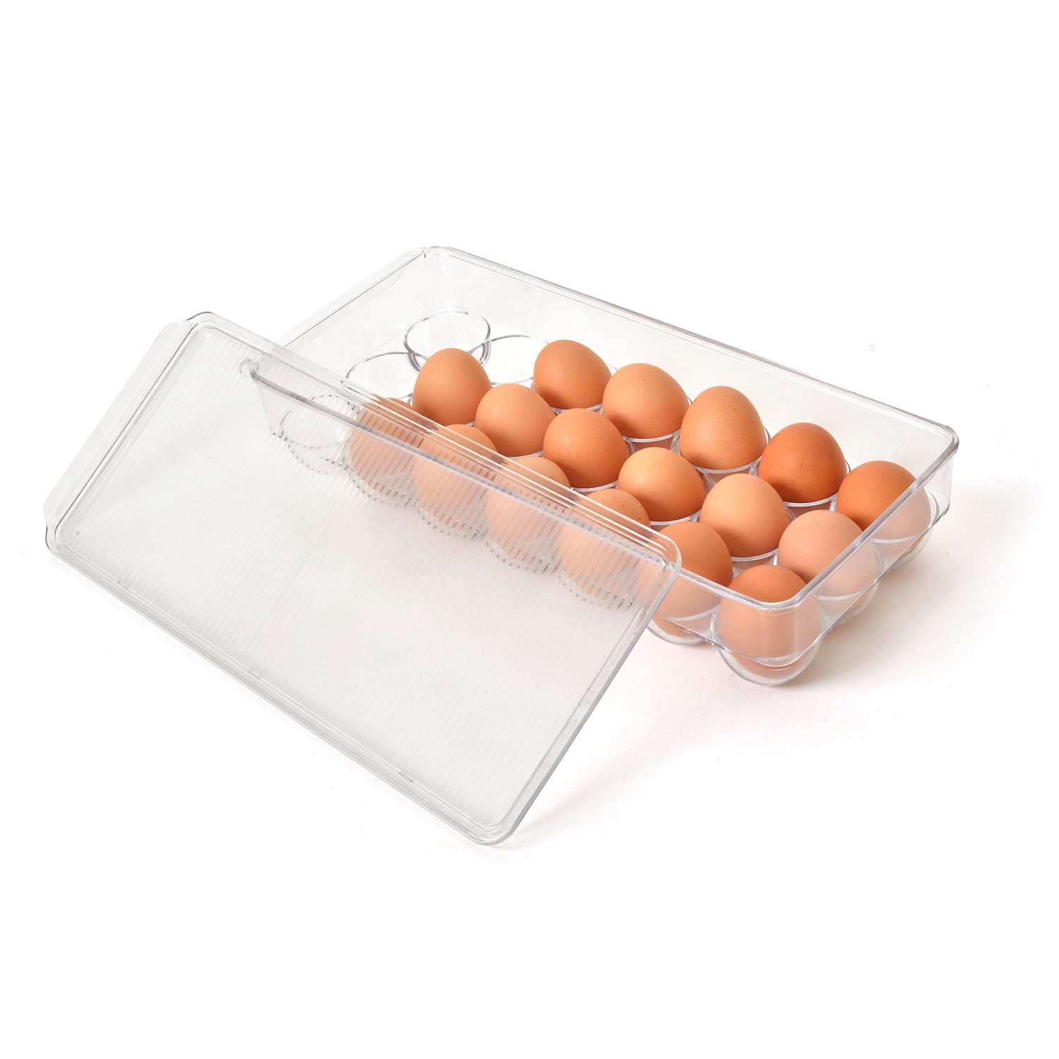 1pc Single Layer Egg Holder With Cover For Refrigerator, 18 Grids Thickened  Shock Resistant Plastic Tray For Duck Eggs