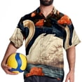 thumbnail image 4 of Swan Men's Poplin Shirt, Casual Short Sleeve Printed Button Down Summer Beach Unisex Shirts, 4 of 6