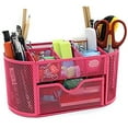 thumbnail image 3 of Space Saving Desk Tidy Multi-Functional Metal Wire Mesh 9 Compartment Office/School Supply Desktop Organizer Caddy W/Large Drawer, 3 of 6