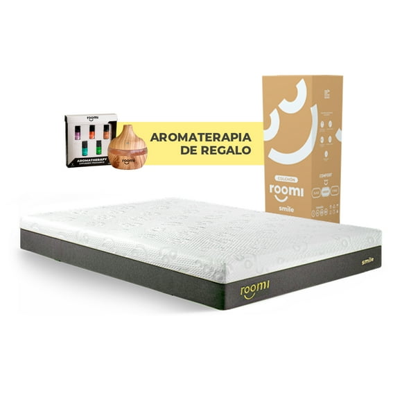 Colchón Queen Size Roomi Smile + Kit Aromaterapia (Difusor y Aceites esenciales)
