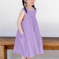 thumbnail image 6 of Girls' Dress Solid Color Round Neck Sleeveless with Pockets Summer Casual Comfortable Dress Purple 11-12 Years, 6 of 6