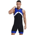 thumbnail image 2 of Manyakai Mens One Piece Swimsuit Shorty Wetsuit Bathing Suit Athletic Spandex Jumpsuit Swimwear UPF Blue L, 2 of 6