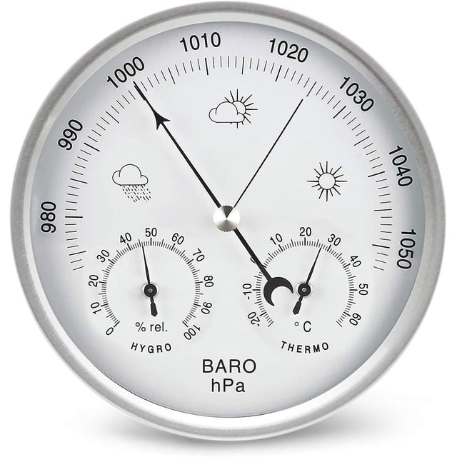 Estación meteorológica, barómetro de esfera analógica con termómetro, higrómetro y mediciones de presión de aire, diseñado para brindar simplicidad y fácil lectura