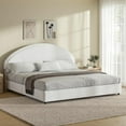 thumbnail image 2 of 4 EVER WINNER Full Size Bed Frame, Boucle Upholstered Bed Frame with Headboard, White Full Bed Frame, White, 2 of 4