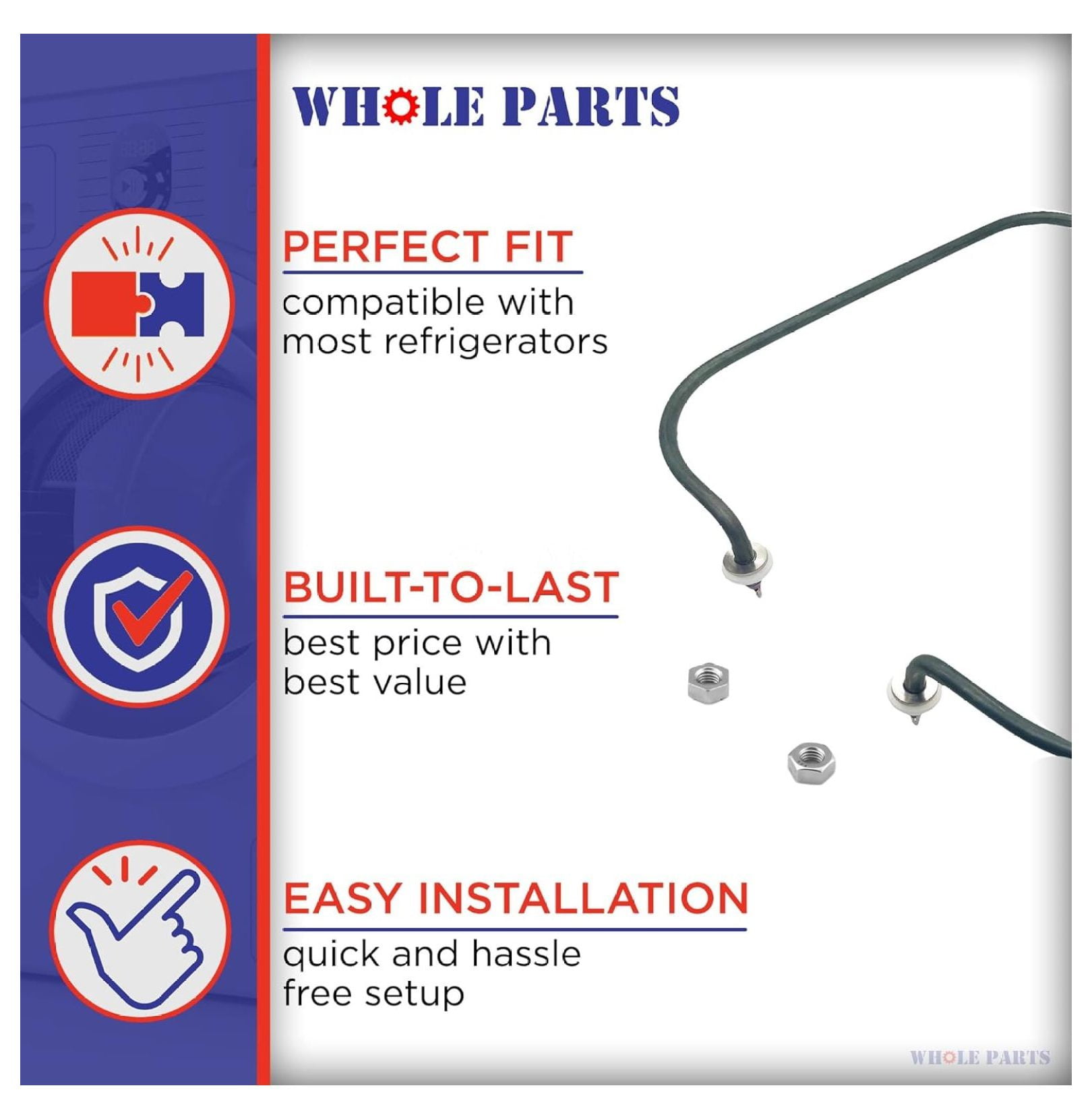 Upgraded Dishwasher Heating Element Assembly (Fasten Nut On the Thread) Part # WD05X10005 - Replacement & Compatible With Some Dishwashers - 2 Yr Warranty
