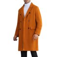 thumbnail image 4 of Abrigo Inspire Chic para hombres, de doble botonadura, con cuello de muesca, cálido, de invierno, abrigo largo de negocios con bolsillos, talla XL, color marrón, 4 of 6