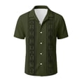 thumbnail image 3 of Mens Cuban Guayabera Shirts Short Sleeve Casual Shirt Button Down Beach Summer Mexican Weding Shirts Size 3XL Army Green, 3 of 3