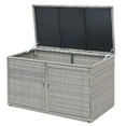 thumbnail image 1 of Pemberly Row 88 Gallon Garden Patio Rattan Storage Container Box Bin Shelf Gray, 1 of 8