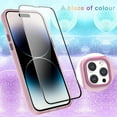 thumbnail image 2 of for iPhone 14 Pro Max Case Cute Crystal Luxury Back Clear & Matte Bumper Silicone Shockproof Protective Case for Girls Women + Screen Protector iPhone 14 Pro Max Case -Pink, 2 of 6