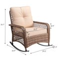 thumbnail image 4 of IVV Outdoor Rocking Chair with Beige Cushion, Brown Wicker Rattan Lounge Chair with Steel Frame, Weather-Resistant Patio Furniture for Porch or Garden, 4 of 10