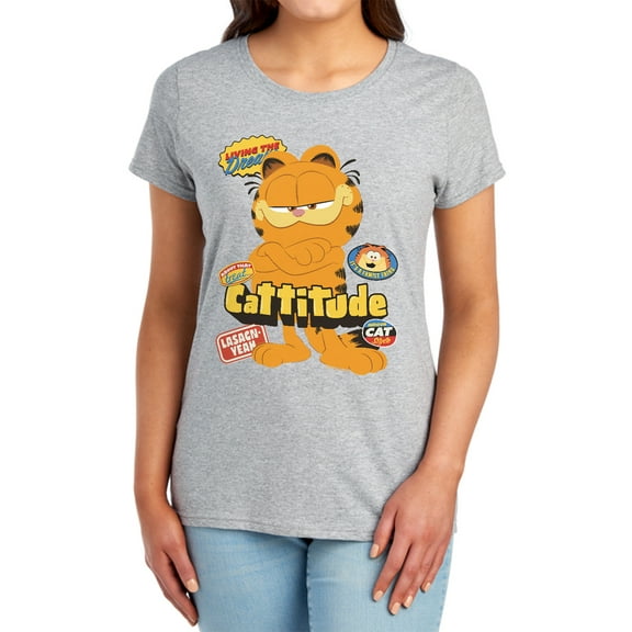 Garfield Movie Cattitude Women's T Shirt, Athletic Heather, X-Large