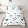 thumbnail image 2 of jejeloiu Cartoon Airplane 7-Piece Bedding Comforter Set,Vintage Aircraft Theme King Bedding Sets,Blue Stars Pattern Bed Sheets For Boys Kids,Breathable Home Decor Reversible, 2 of 8
