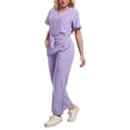 thumbnail image 2 of Ynynloco Scrubs Set for Women Breathable Medical Uniform–Cool Stretch V-Neck Top & Straight Leg Pants with Pockets for Nurse Clinical Workwear, 2 of 5