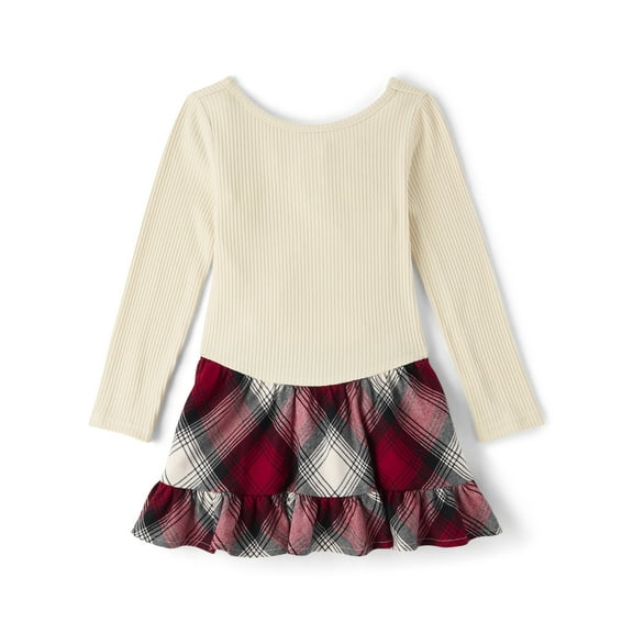 The Children's Place Baby & Toddler Girls Long Sleeve Plaid Drop Waist Dress, Sizes 6M-5T