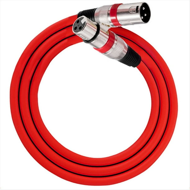 Cable XLR de 3 Pines, Conector XLR Macho/Hembra para Montaje en Panel A Conector XLR Hembra/Macho, Convertidor de Extensión de Micrófono de Paso, Color Rojo.