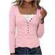 thumbnail image 2 of Mujeres Básicas Manga Larga Tops Encaje Patchwork de Punto Blusa, Slim Fit Cuello U Base Camisa para Primavera Invierno, 2 of 9