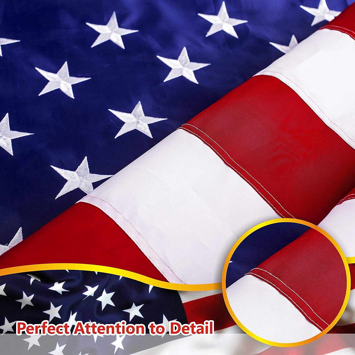 G128 - U.S. American US Flag 10x15 Ft Embroidered Stars Sewn Stripes Brass Grommets 210D Quality Polyester