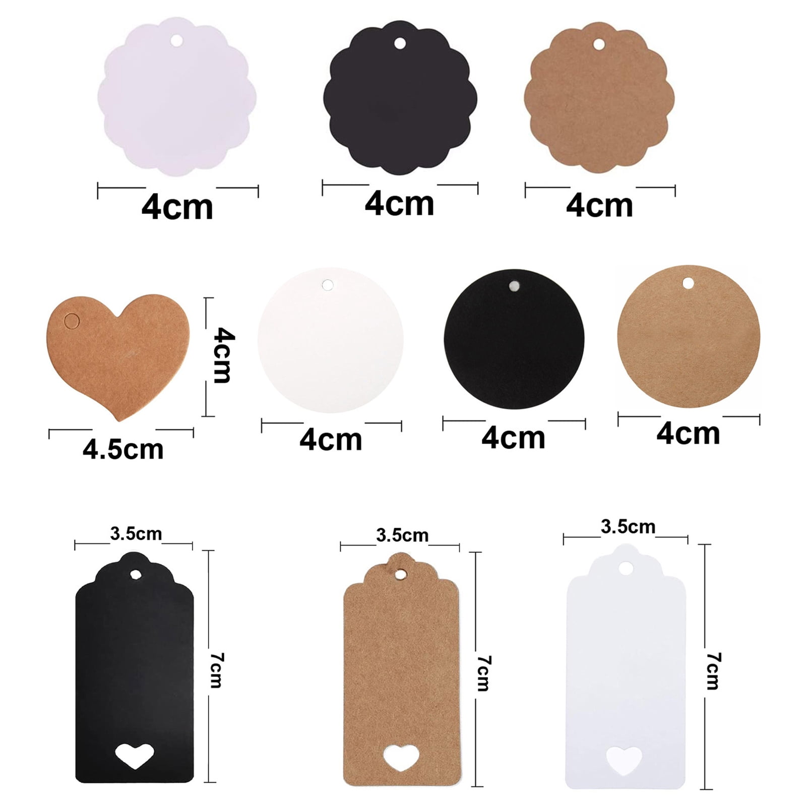 AYYUFE 500Pcs Gift Tag with 20m Jute Twine Round/Heart/Rectangle Shaped Blank Design DIY Thick Wedding Thanksgiving Christmas Craft Tag Party Favors