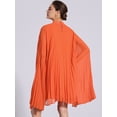 thumbnail image 3 of DARING DIVA Flowy Cloak Sleeve Cape Pleated Chiffon Dress M Orange, 3 of 6