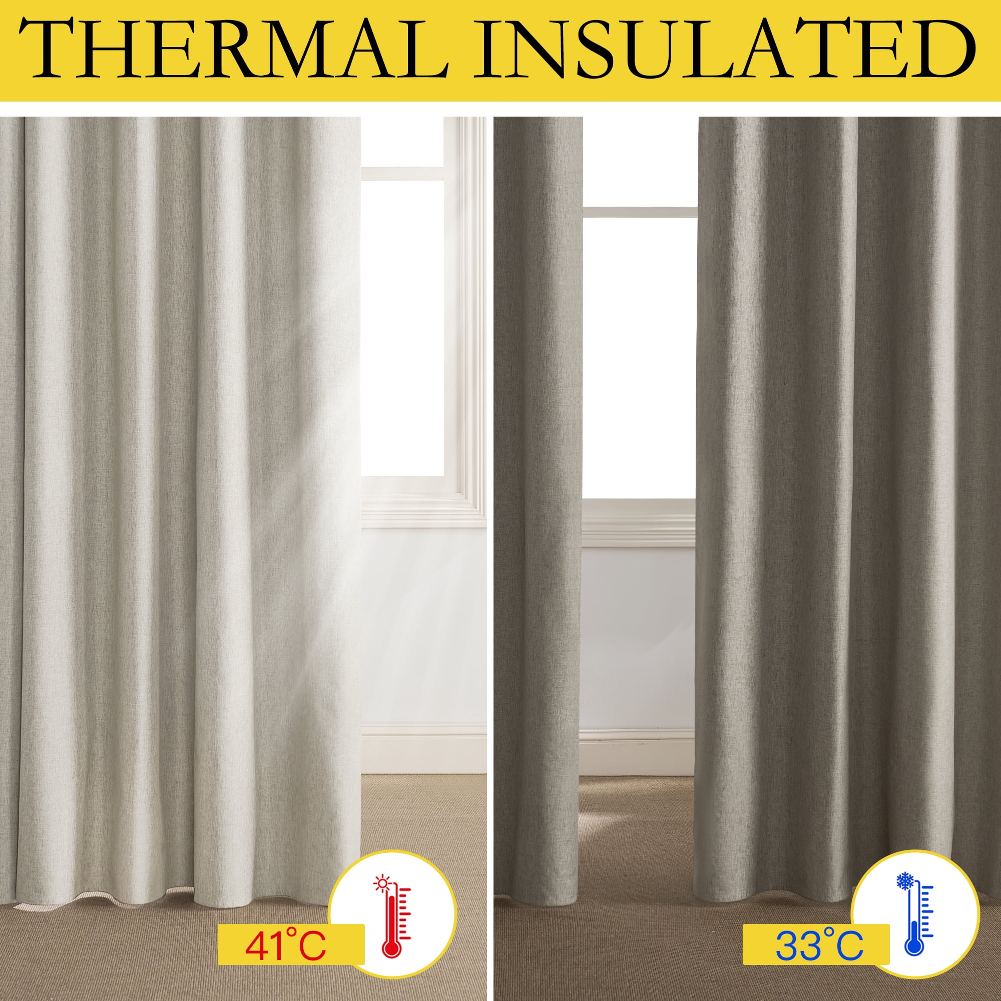 NICETOWN 100% Blackout Curtains for Bedroom Privacy Room Darkening Thermal Insulated Modern Window Treatment, W42 x L90, Sand, Set of 2