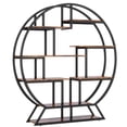 thumbnail image 4 of Kepooman Bookshelf, Bookcase Standing Shelf Unts,Round Bookshelf, 63 Inch Etagere Bookcase with Staggered Shelves,Brown, 4 of 4