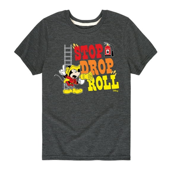 Disney - Firefighter Mickey - Stop, Drop, & Roll - Toddler & Youth Short Sleeve Graphic T-Shirt