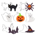 thumbnail image 1 of Juego de cortadores de galletas de Halloween: juego de cortadores de galletas de acero inoxidable con forma de calabaza, fantasma, murciélago y gato para decoraciones de fiesta de comida de Halloween, 1 of 5