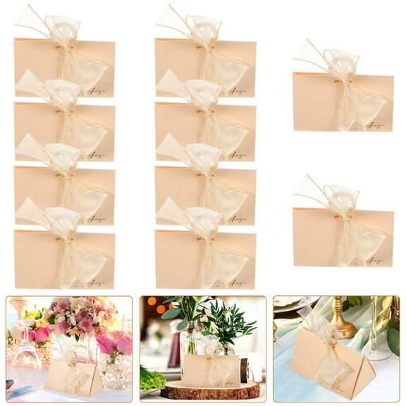 Masteelf 10pcs Ribbon Candy Box Gift Boxes Candy Packing Boxes with Wooden Handles