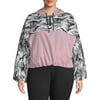 No Boundaries Juniors' Plus Size Printed and Solid Popover Windbreaker Jacket