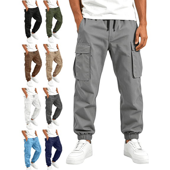 Boys'Pants Lightweight Elastic Drawstring Waist Jogger with Multi Pockets Tapered Cuffed Casual Outdoor Trousers for Daily Wear