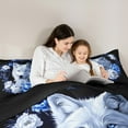 thumbnail image 5 of Feelyou Rustic White Wolf Full Size Comforter Sets, Romantic Blue Flower Bedding Comforter Set, Happy Valentines Day Reversible Bedding Sets, Ultra Soft Bedroom Decor, 3 Pieces, 5 of 8