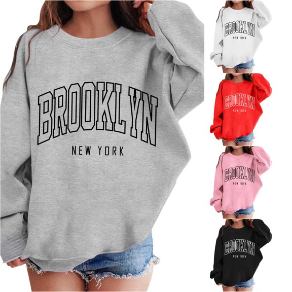 LIUYUNNN Girl's Graphic Prints Sweatshirt Crewneck Long Sleeve Cute Drop Shoulder Pullover Tops Crush Sweater, Size 9-10 Years