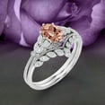 thumbnail image 3 of Gorgeous Boho & hippie 2.00 Carat Oval Cut Vintage Look Morganite And Diamond Moissanite Engagement Ring Set, Wedding Ring in 925 Sterling Silver With 18k White Gold Plating, Promise Ring, 3 of 3