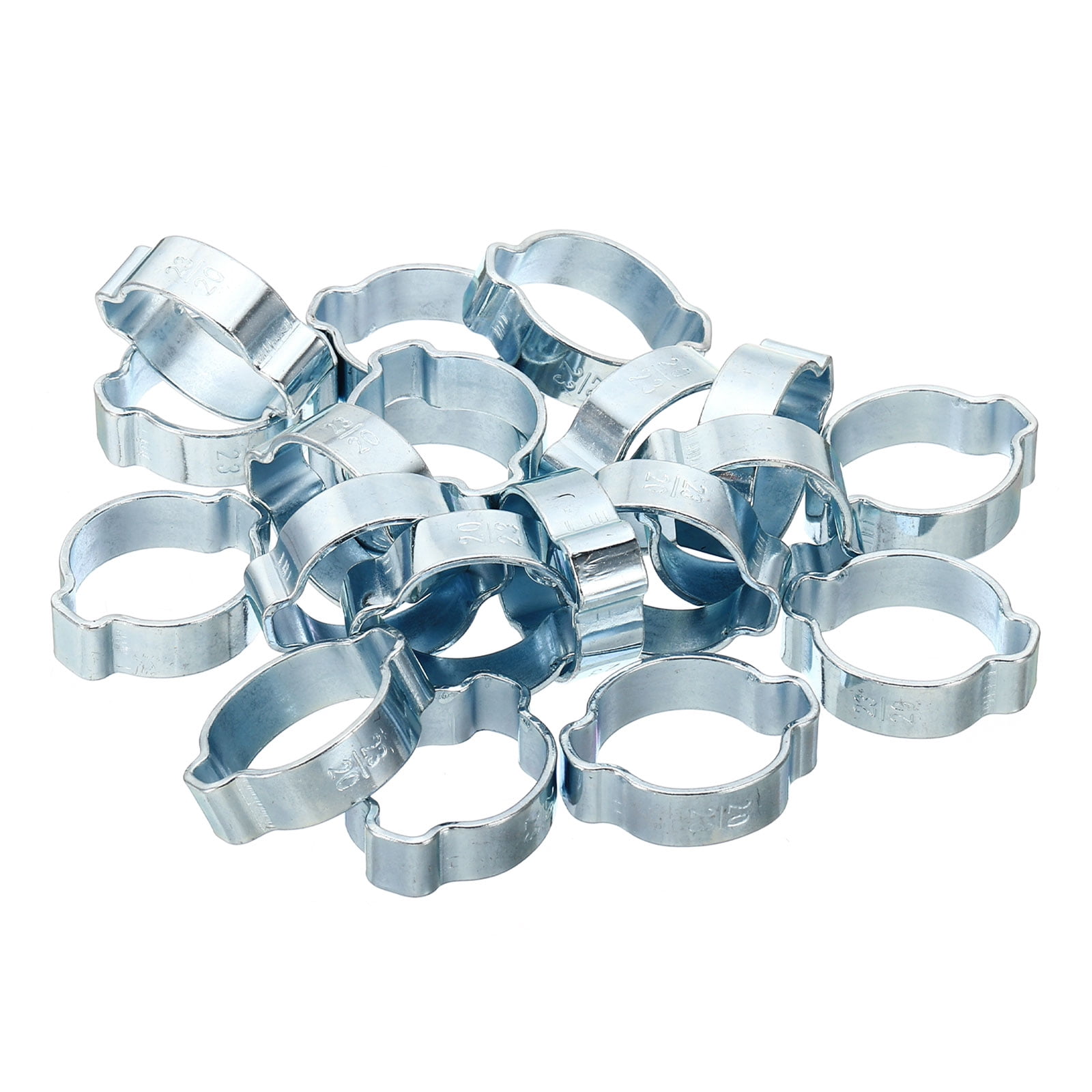 Uxcell Double Ear Hose Clamp Set, 80 Pack 8 Sizes Galvanized Steel O Clip Crimp Rings