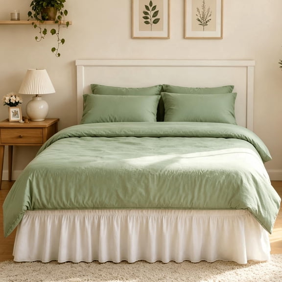 Twin Elastic Wrapped Ruffled Kids Bed Skirt, Stretch Dust proof Bed Skirt