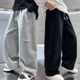 thumbnail image 6 of OOOUM Boys Fleece Lined Sweatpants Elastic Waist Baggy Wide Leg Pants With Pocket Soft Comfy Casual Joggers Black 8-9 Years, 6 of 7