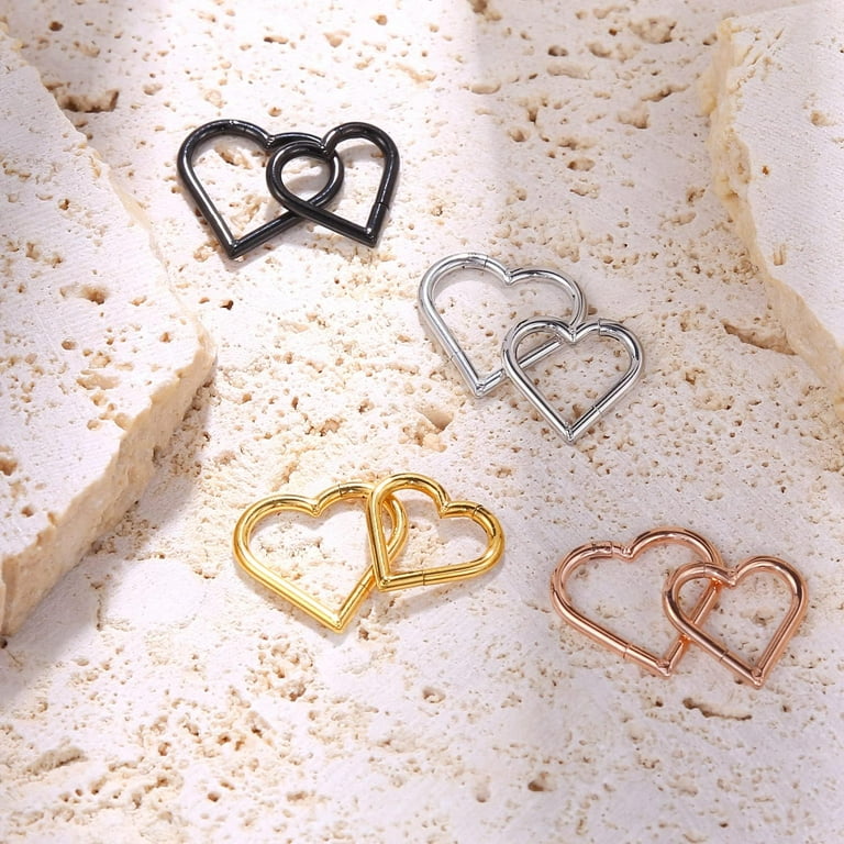 2 Pcs Heart Daith Piercing Jewelry, Hypoallergenic Clicker Hoop