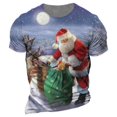 thumbnail image 1 of Ropa con patrón de Papá Noel para hombre, camiseta de manga corta con cuello redondo, talla grande europea, novedad de 2024, 1 of 4