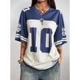 thumbnail image 5 of Gynyvoja Jersey Shirts for Women Oversized T-Shirt Jersey Top Graphic V Neck T-Shirts for Teen Girls Blue M, 5 of 7