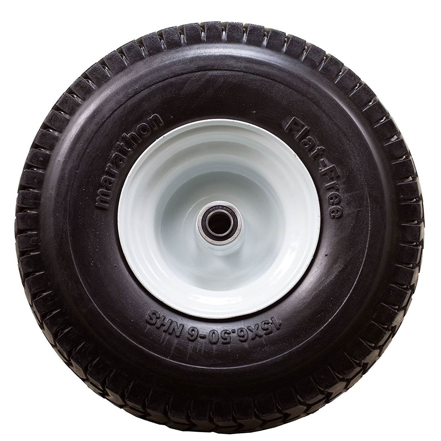 Marathon 15 x 6.50 x 6, 3 Inch Hub Flat Free 3/4 Inch Bearings Riding Mower Tire
