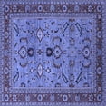 thumbnail image 1 of Ahgly Company Machine Washable Indoor Square Oriental Blue Industrial Area Rugs, 4' Square, 1 of 4