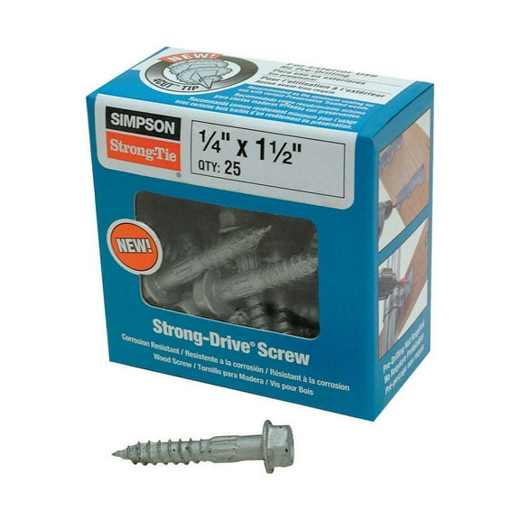 Simpson Screws SDS25112-R25 1/4"x1-1/2" 1" Thread Structural Wood Screw,25PK