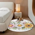 thumbnail image 2 of Colorful Daisy Floral Round Area Rug 3.3Ft Washable Circle Rugs for Dining Room Table, Spring Flowers Botanical Leaves Rustic Non-Slip Carpet Floor Mats Indoor Outdoor Carpet Runner Home Decor, 2 of 8