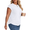 thumbnail image 4 of UVN Blusas de Mujer Verano Cuello Redondo Camisa de Vacaciones para Mujer Manga Corta Elegante Casual Tops Plisados, 4 of 9