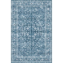 RONSHIN Area Rugs Washable Carpets 1150Gsm 100% Polyester 350Gsm Velvet Pearl Velvet Washed Back Folding Printed Carpet Persia-Muhe Qingyun Blue tint 5*7ft