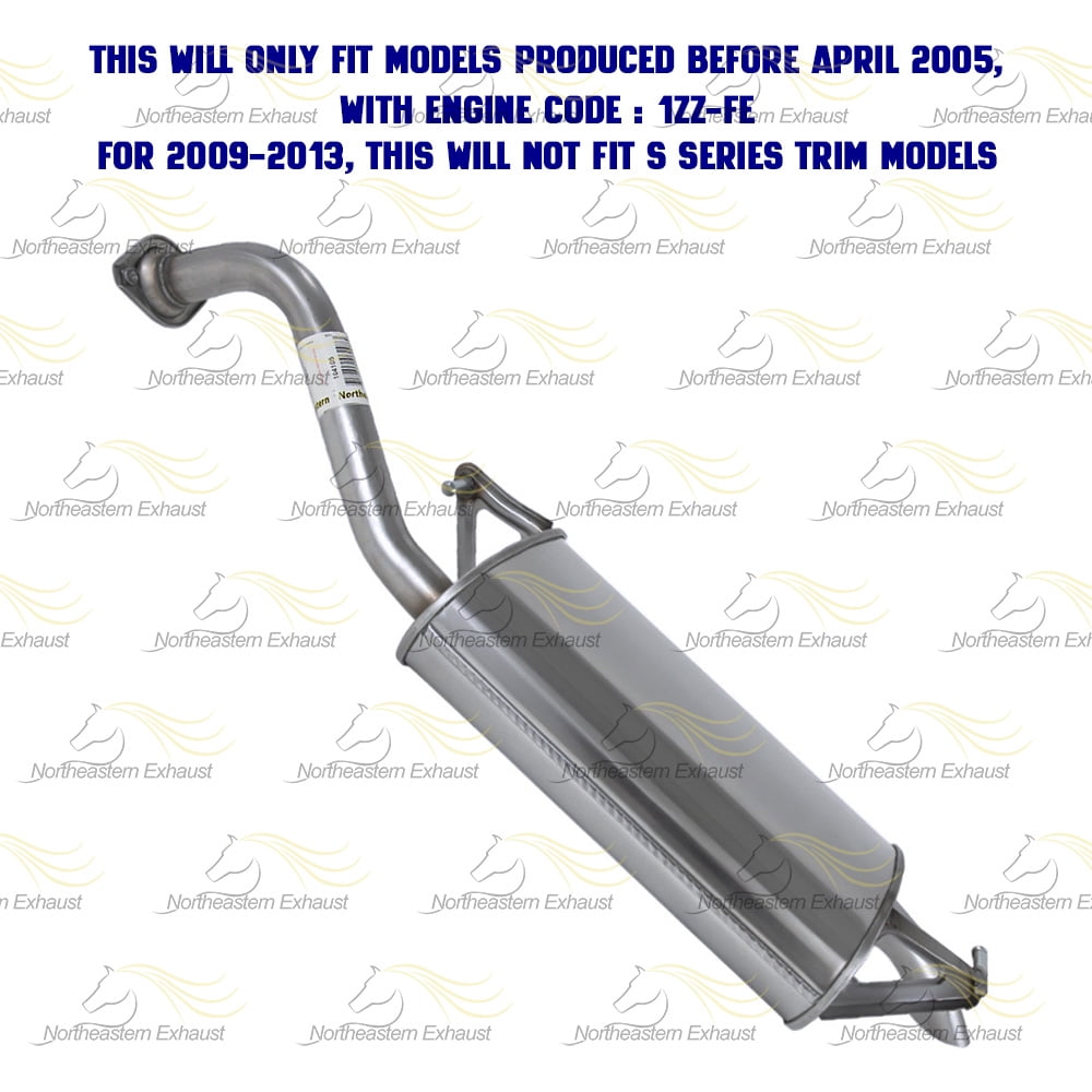 Northeastern Exhaust Muffler with Hangers Fits 2003-2005 Toyota Corolla 1.8L - Direct Fit | Stainless Steel Exhaust